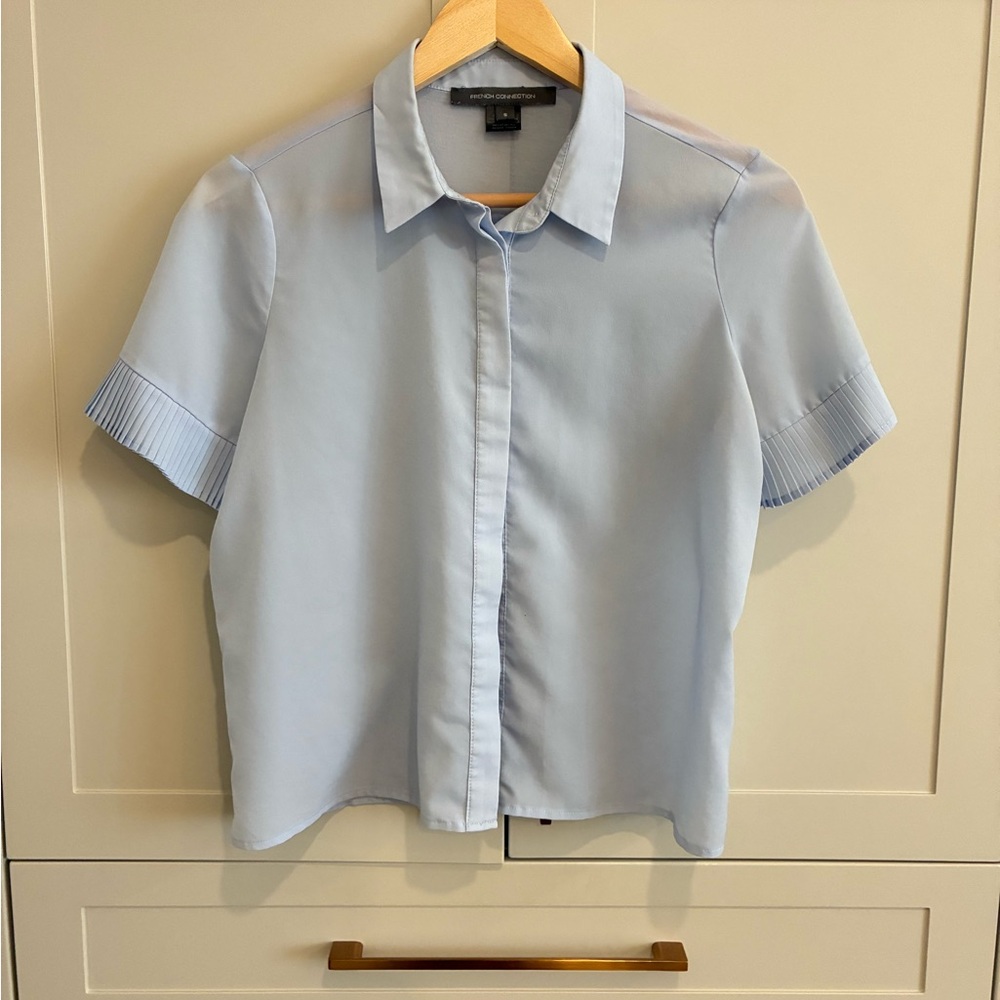 French Connection Sky Blue Casual Button Down Shirt
